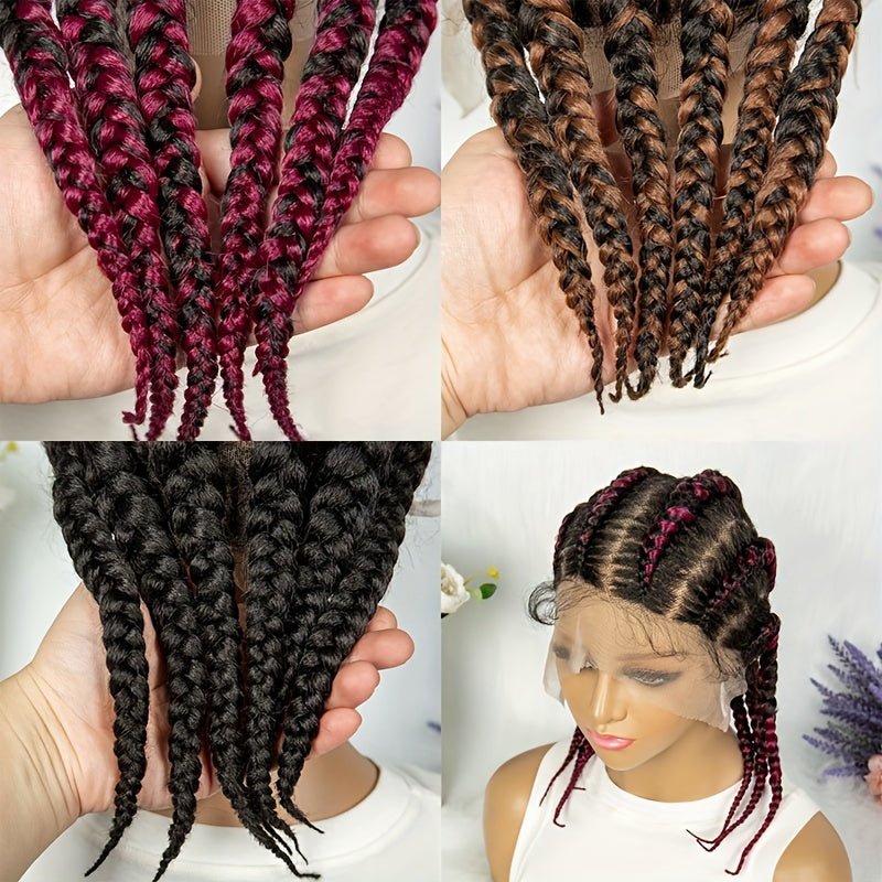 Elegant Full Lace Cornrow Braided Wig 14 Inch Short Hand-Braided Lace Front Wig