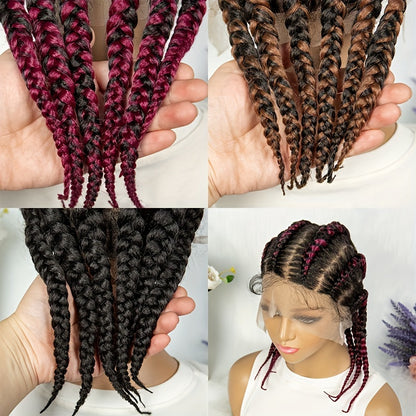 Elegant Full Lace Cornrow Braided Wig 14 Inch Short Hand-Braided Lace Front Wig