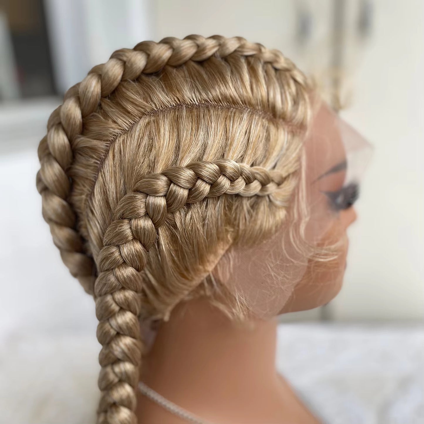 Lace Front Wig Braided Wigs With Baby Hair 32 Inches 4 Twist Cornrow Braids Crochet Braids