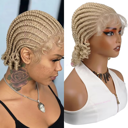 8" Short Cornrow Braided Bob Wigs  Full Lace Braided Wigs Unisex Cornrow Bob Wig
