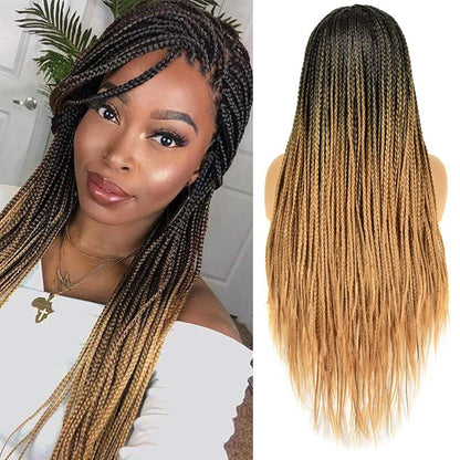 Black Mixed Gold Micro Braids Wig Box Braided Wigs