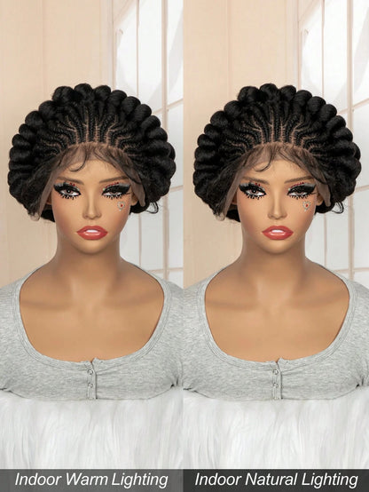 All-Lace Baby Hair Wig Bantu Knot Twisted Braid Wig
