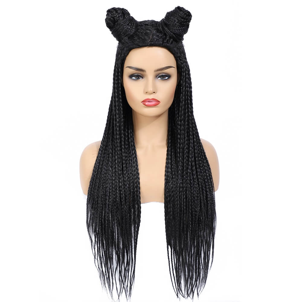 Black Color Long Micro Braids Wig Box Braided Wigs for Black Women