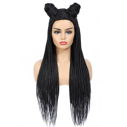 Black Color Long Micro Braids Wig Box Braided Wigs for Black Women