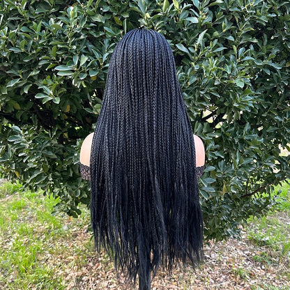 Black Long Micro Braids Wig Headband Wigs Box Braided Wig