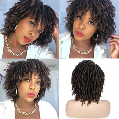Dreadlock Wig Short Twist Wigs for Black Women Afro Curly Hair
