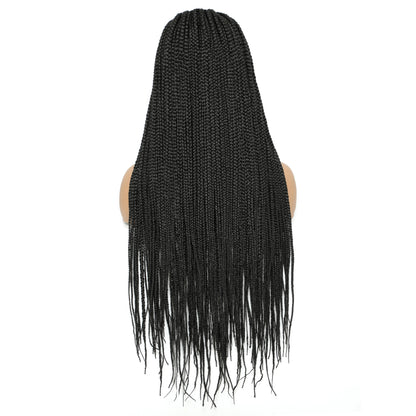 Ice silk Headband 4*4 Front lace long triple braid 550gLace Wig With baby Hair