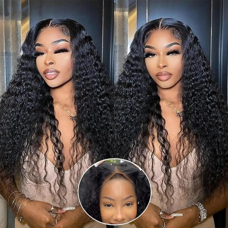[Glueless Wig] Natural Black pre-cut Deep Wave 6X4 HD Lace  Closure 100%  Wig