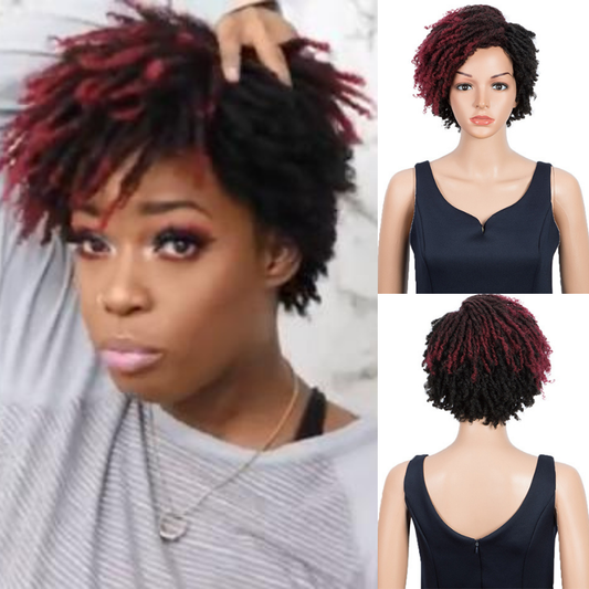 Afro Kinky Curly Wig Short Dreadlock Wig With Bangs Crochet Wig for Black Women