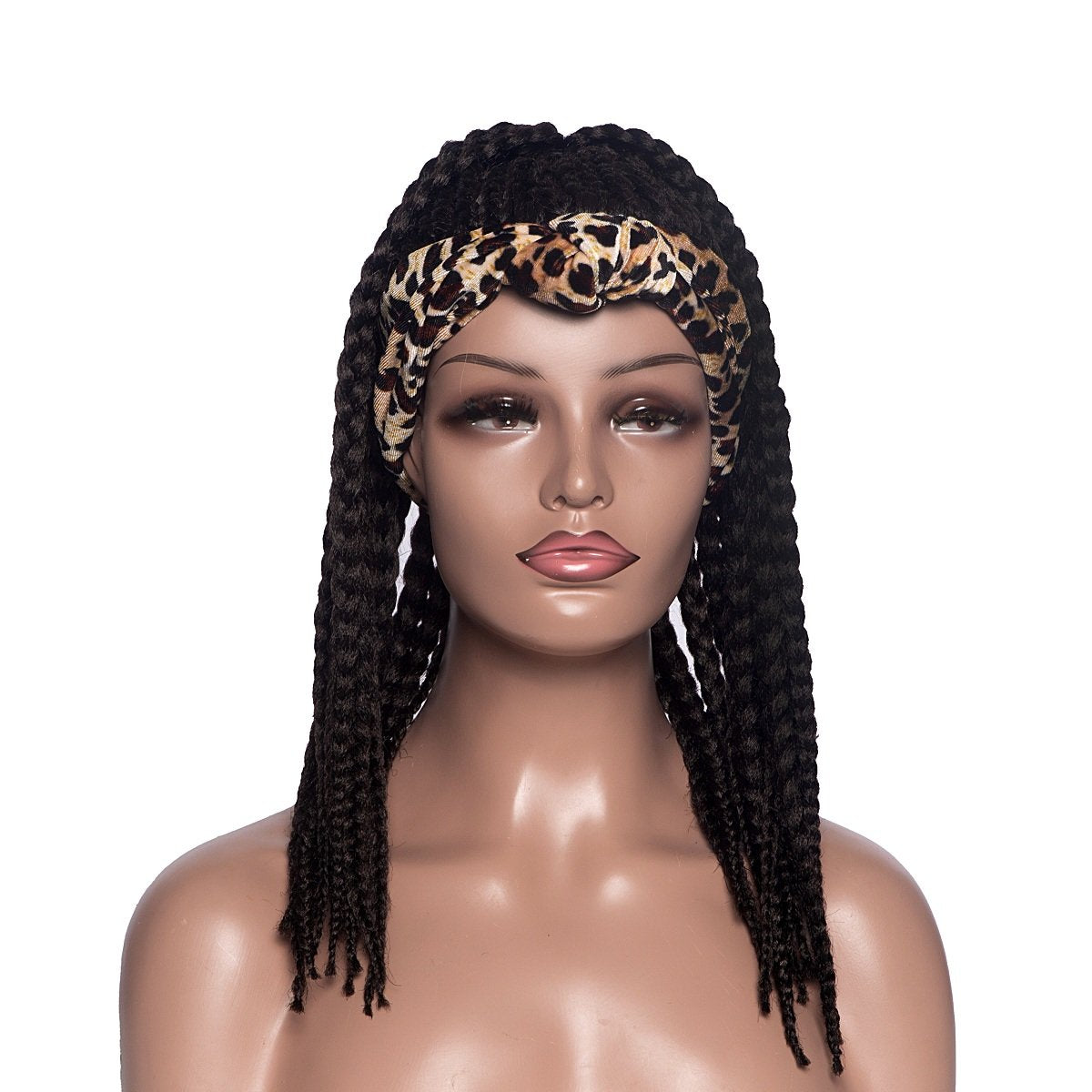 Hot Sexy Kinky Long Curly Braid Wig with Leopard Headband