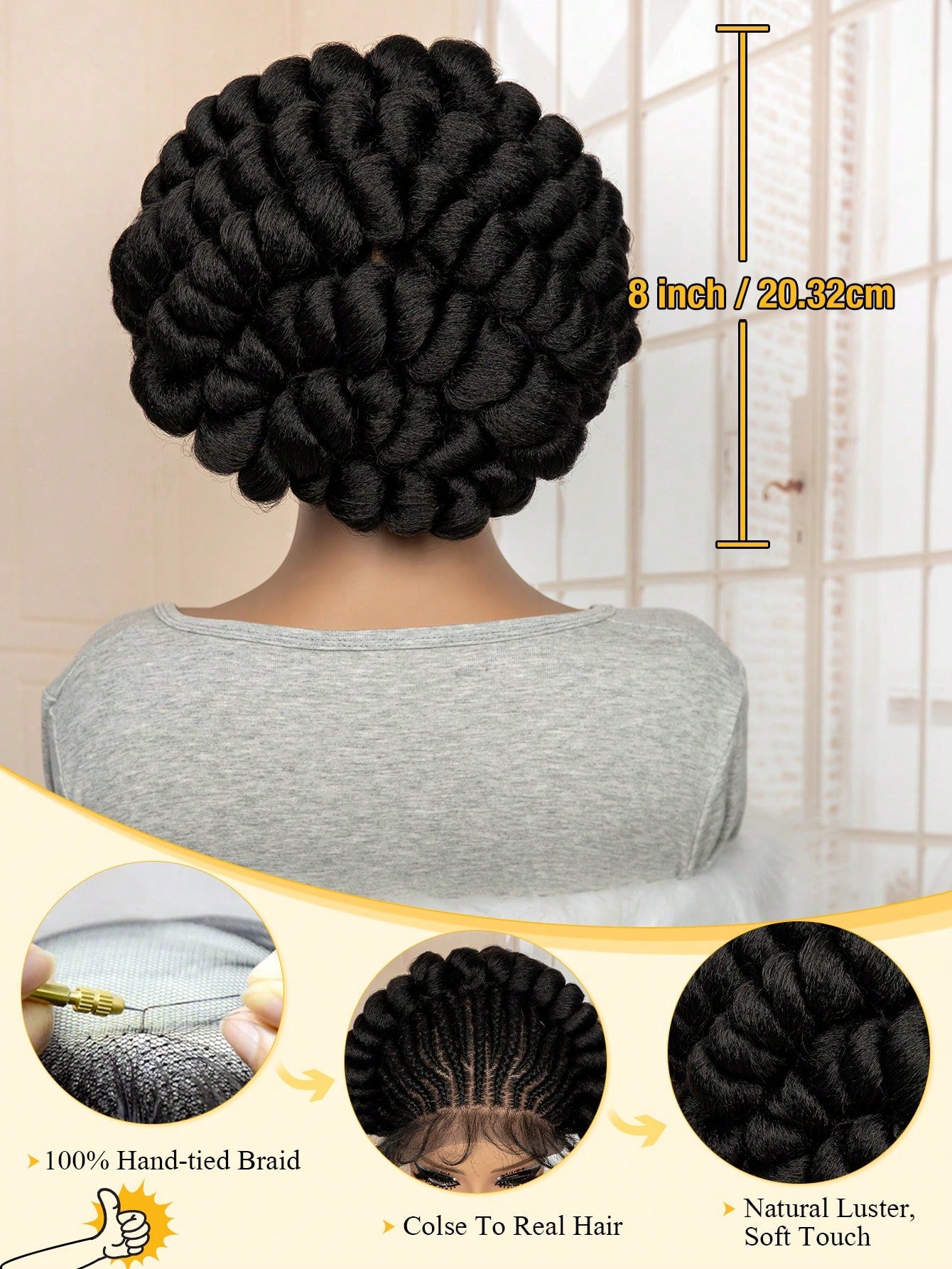 All-Lace Baby Hair Wig Bantu Knot Twisted Braid Wig