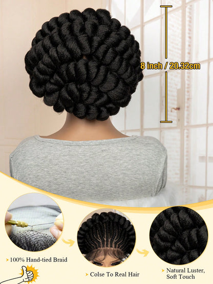 All-Lace Baby Hair Wig Bantu Knot Twisted Braid Wig