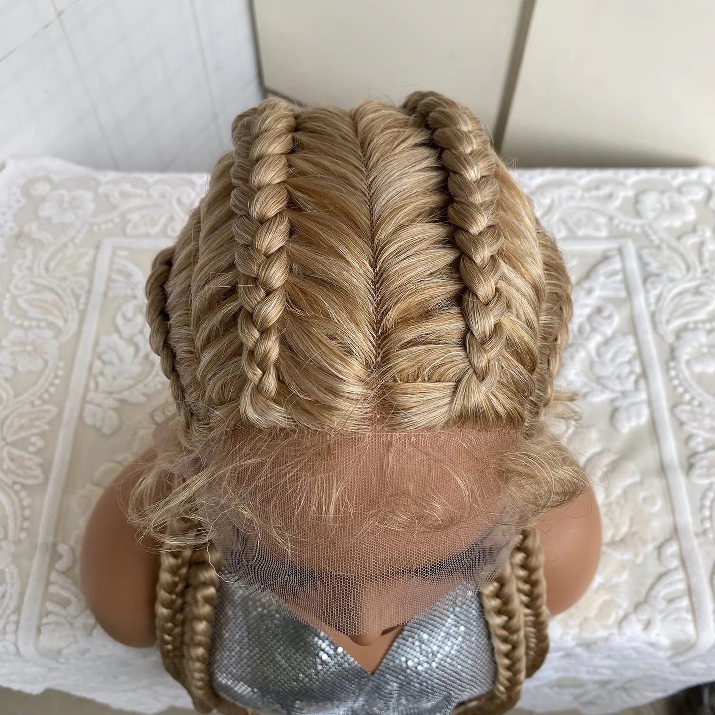 Lace Front Wig Braided Wigs With Baby Hair 32 Inches 4 Twist Cornrow Braids Crochet Braids