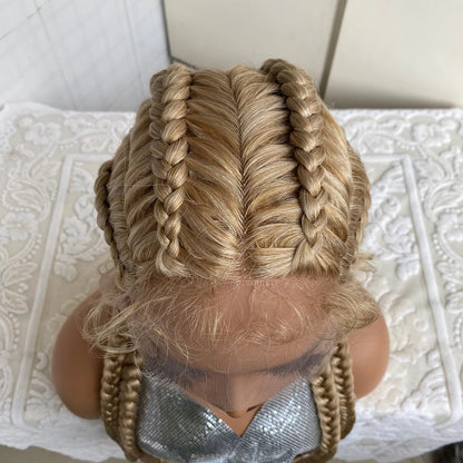Lace Front Wig Braided Wigs With Baby Hair 32 Inches 4 Twist Cornrow Braids Crochet Braids