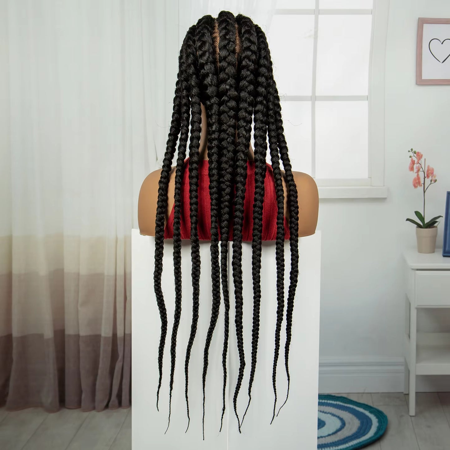 32INCH Cornrow Braided Wigs Full Lace Braids Wig with Baby Hair Lace Frontal Knotless Braided Lace Wig