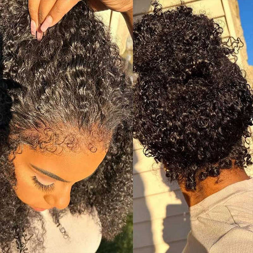 🔥 Limited-Time Sale | 4C Curly Edges Glueless Human Hair Wig – 220% Density