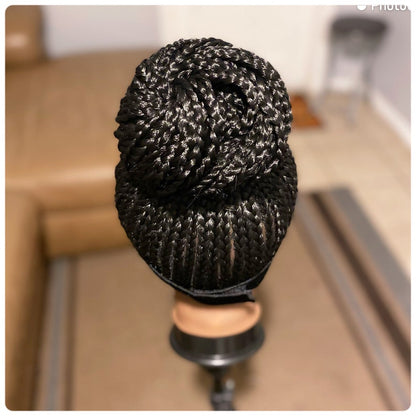 Black 2 in 1 Box Braided Wig Headband Wigs
