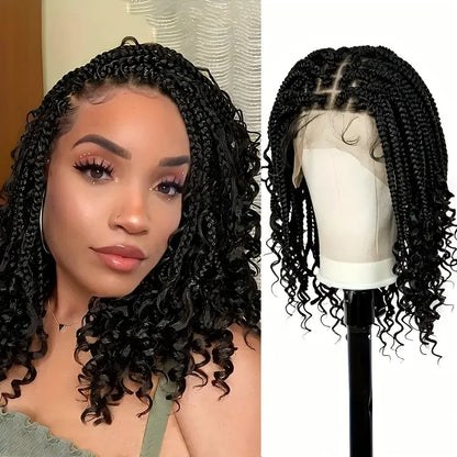 Handmade Woven Wavy Braided Full Lace Front Wig, 200% Density Breathable Lace Wig