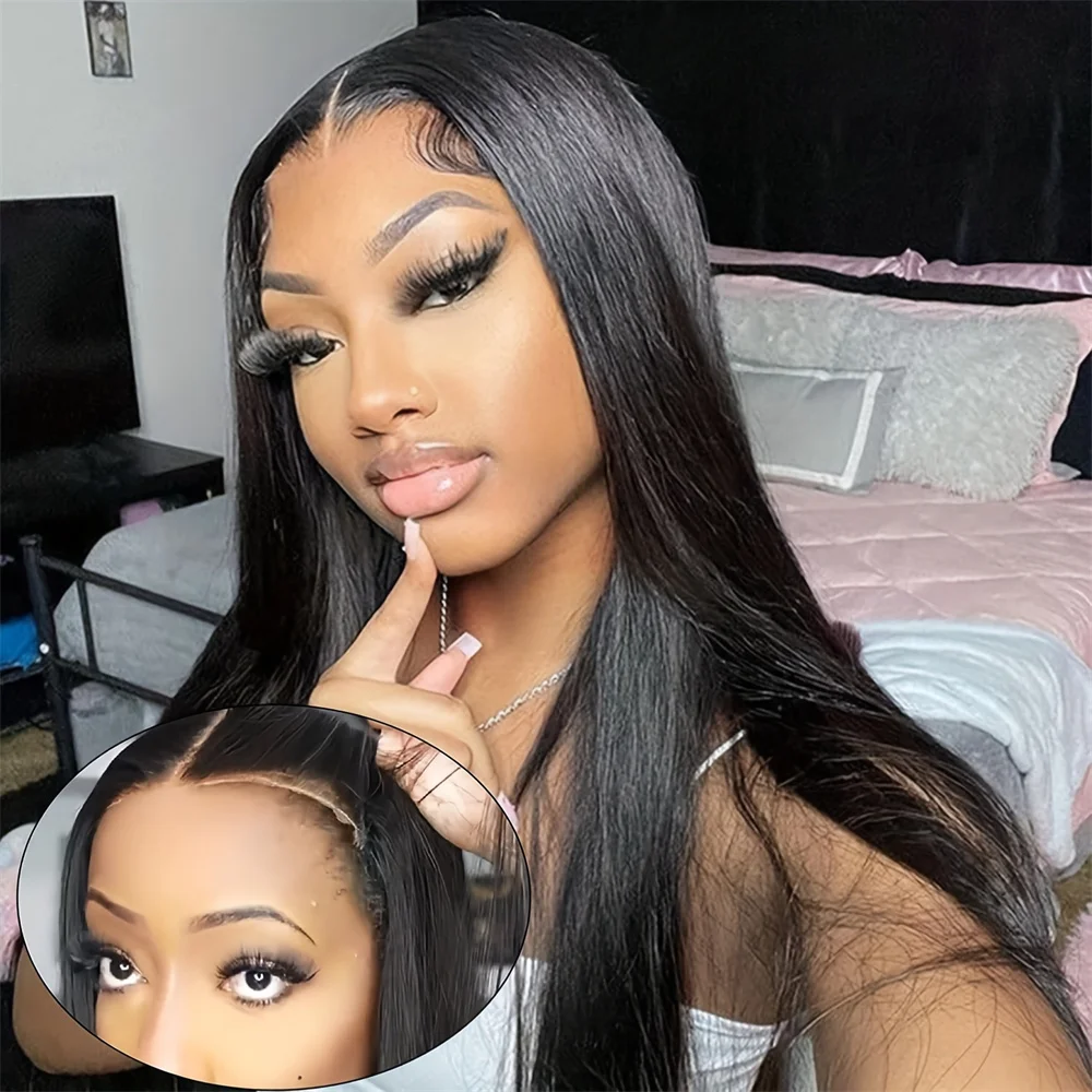 [Glueless Wig]  Pre-cut Easy To Wear Wig Straight 6x4 Lace Front  Glueless Wigs