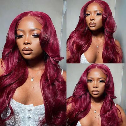 [Glueless Wig] Cherry 99J Burgundy Body Wave 5x5/4x4  Glueless pre-cut Lace Closure 200% Density Color Ready To Go Wig |