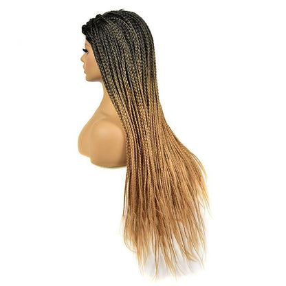 Black Mixed Gold Micro Braids Wig Box Braided Wigs