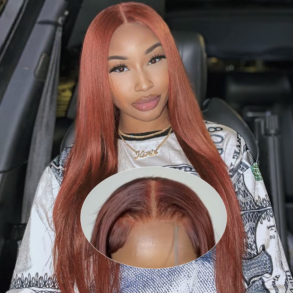 [Glueless Wig] Hair Color #33 Reddish Brown 180% 200% Density Straight Lace 4x4 & 5x5  Pre-cut Lace Ready To Go Glueless Wigs