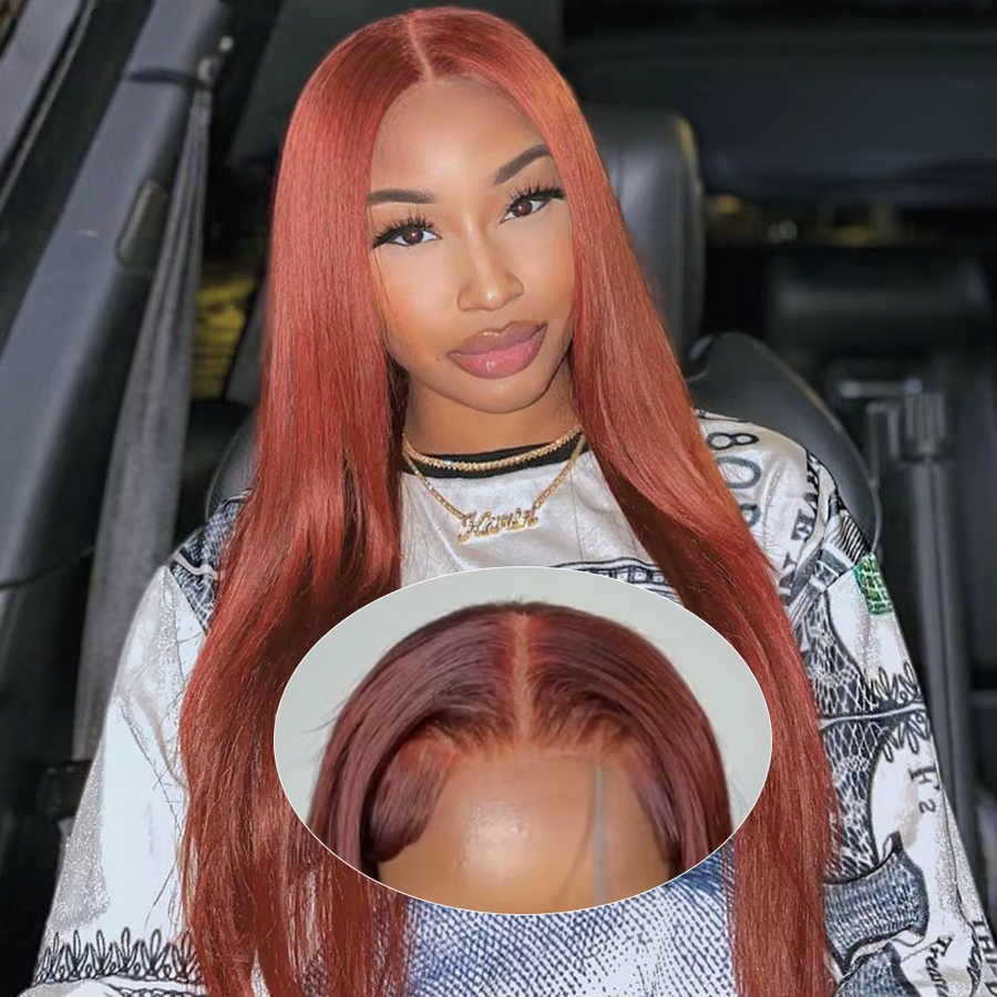 [Glueless Wig] Hair Color #33 Reddish Brown 180% 200% Density Straight Lace 4x4 & 5x5  Pre-cut Lace Ready To Go Glueless Wigs