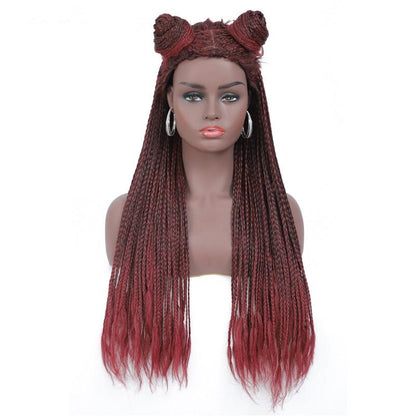 Black Mixed Wine Red Micro Braids Wig Box Braided Wigs