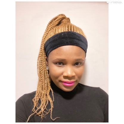 Black 2 in 1 Box Braided Wig Headband Wigs