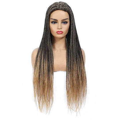 Black Mixed Blonde Micro Braids Wig Box Braided Wigs