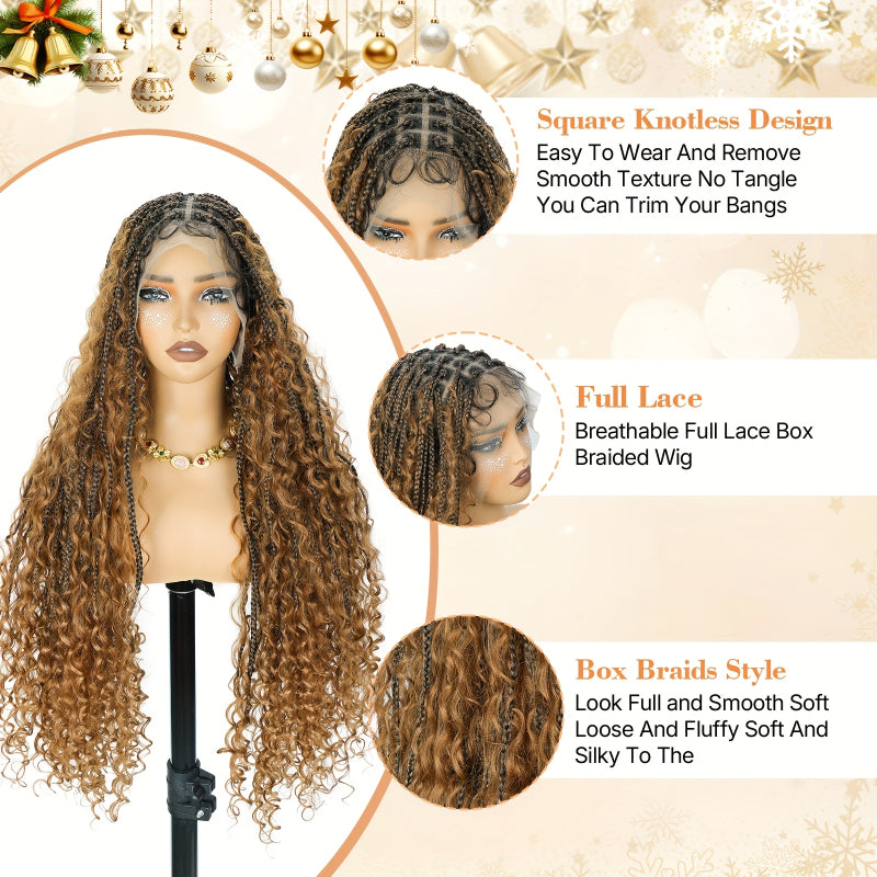 Long Bohemian Knotless Braided Wigs Women Featuring Handmade Wigs