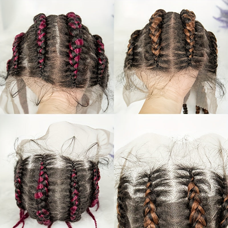 Elegant Full Lace Cornrow Braided Wig 14 Inch Short Hand-Braided Lace Front Wig