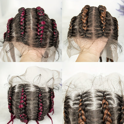Elegant Full Lace Cornrow Braided Wig 14 Inch Short Hand-Braided Lace Front Wig