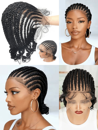 8" Short Cornrow Braided Bob Wigs  Full Lace Braided Wigs Unisex Cornrow Bob Wig