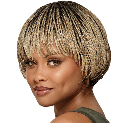 Hand-braided Extended Short Wig With Bangs