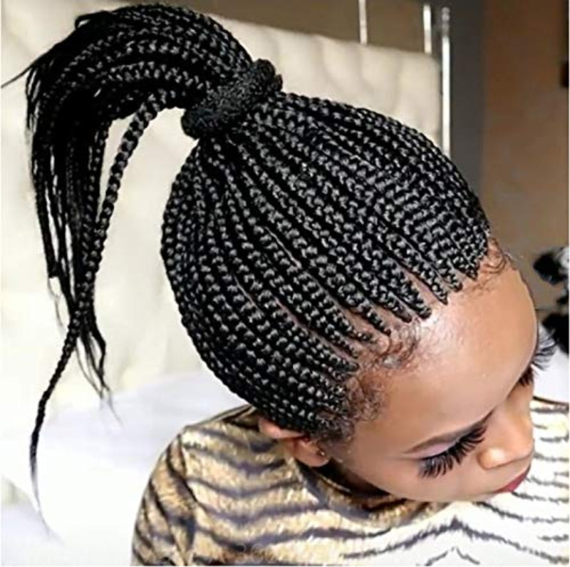 African Braid Wig European and  Short Hair Stretch mesh Chemical Headgear Box Braids Wigs