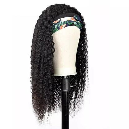 Kinky Curly Natural Black Wig With Headband
