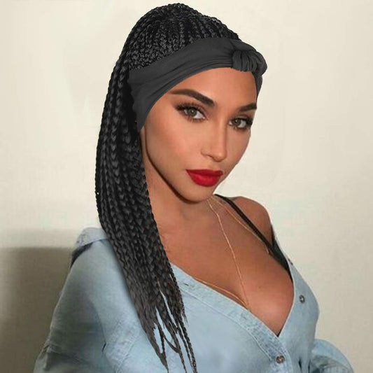 Hot Sexy Kinky Long Curly Braid Black Wig with Black Headband
