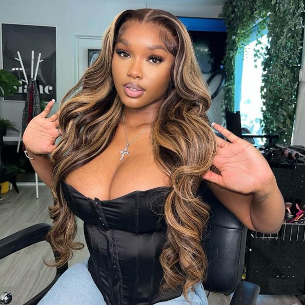 [Glueless Wig]  Hair Highlight #4/27 Body Wave 4x4 & 5x5 HD Lace  Pre-cut Easy To Wear Glueless Wigs 180% 200% Density  Wigs