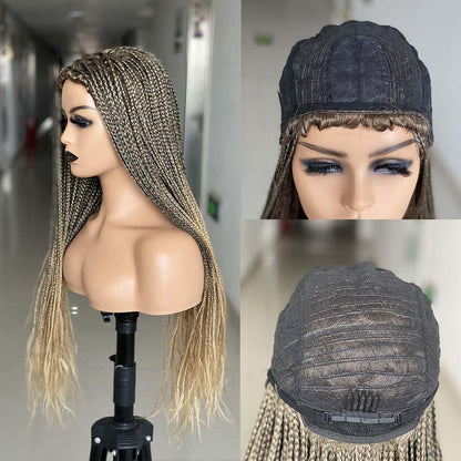 Black Mixed Blonde Micro Braids Wig Box Braided Wigs