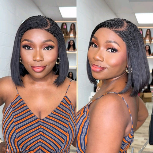 Classic Braided Bob 10” Hair Micros Side Part Wig