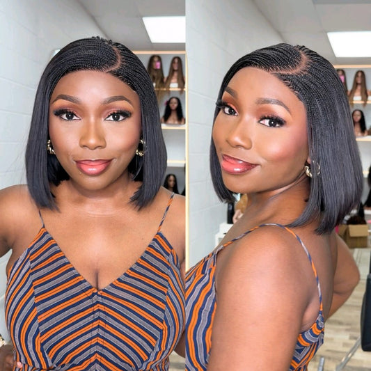 Classic Braided Bob 10” Hair Micros Side Part Wig