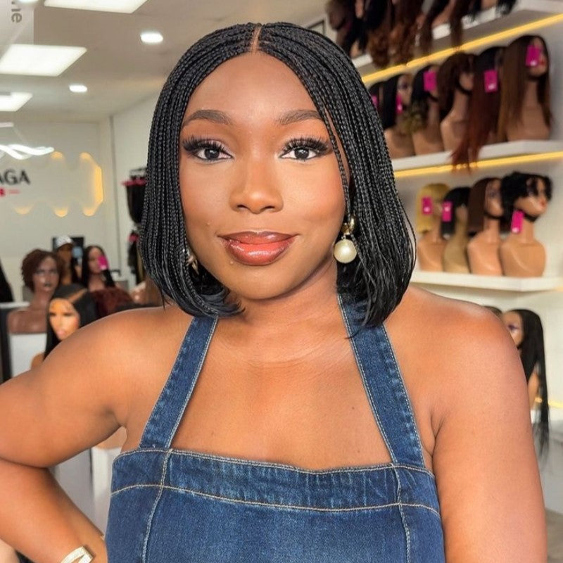 Knotless Classic Braided Bob Invisi Drawstring Wig