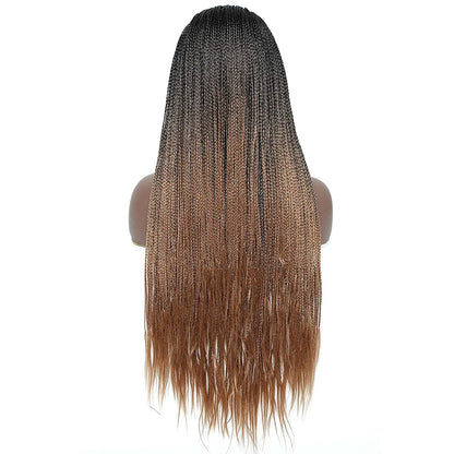 Black Gradient Light Brown Long Micro Braids Wig Headband Wigs Box Braided Wigs