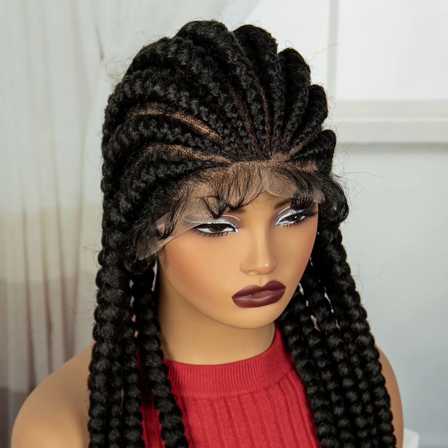 32INCH Cornrow Braided Wigs Full Lace Braids Wig with Baby Hair Lace Frontal Knotless Braided Lace Wig