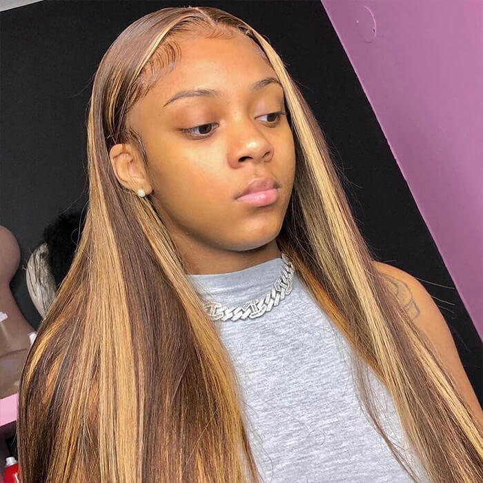 [Glueless Wig]  Hair Ready To Go Glueless Pre-cut Wig Highlight #4/27 4x4 & 5x5 HD Lace 180% 200% Density Straight  Wigs