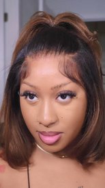 7x5 Chestnut Brown Ombre Yaki Straight Bob Wig Pre-Bleached Natural Looking Glueless Wig