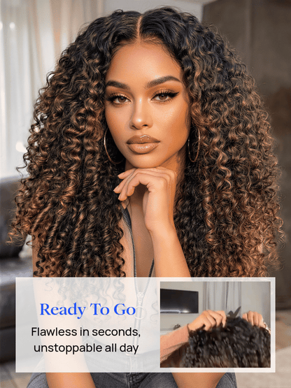 Chestnut Brown Burmese Curly Glueless Wig | 7×5 Lace