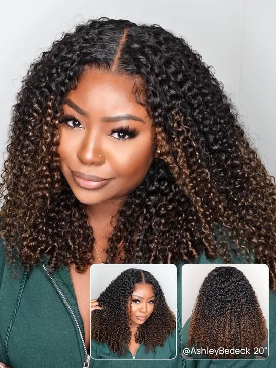 Chestnut brown ombre Burmese curly wig