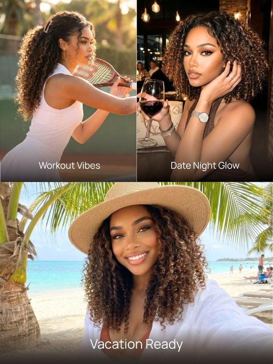 Burmese curly wig for workout date night and holiday styling
